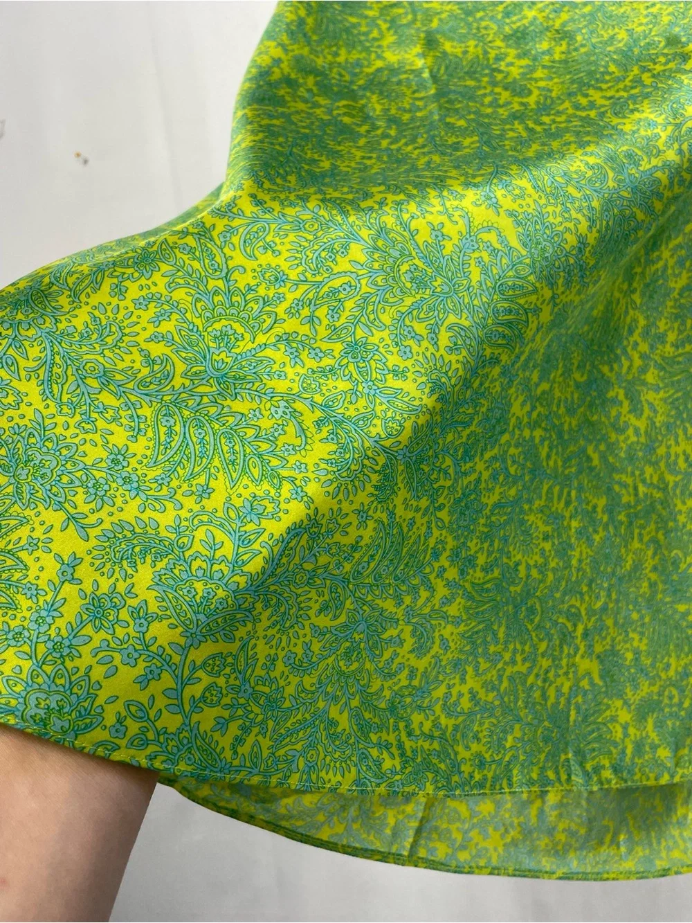 GAP Silk Paisley Midi Skirt LG Green Flippy print Teal 90s Hippie Boho Y2K